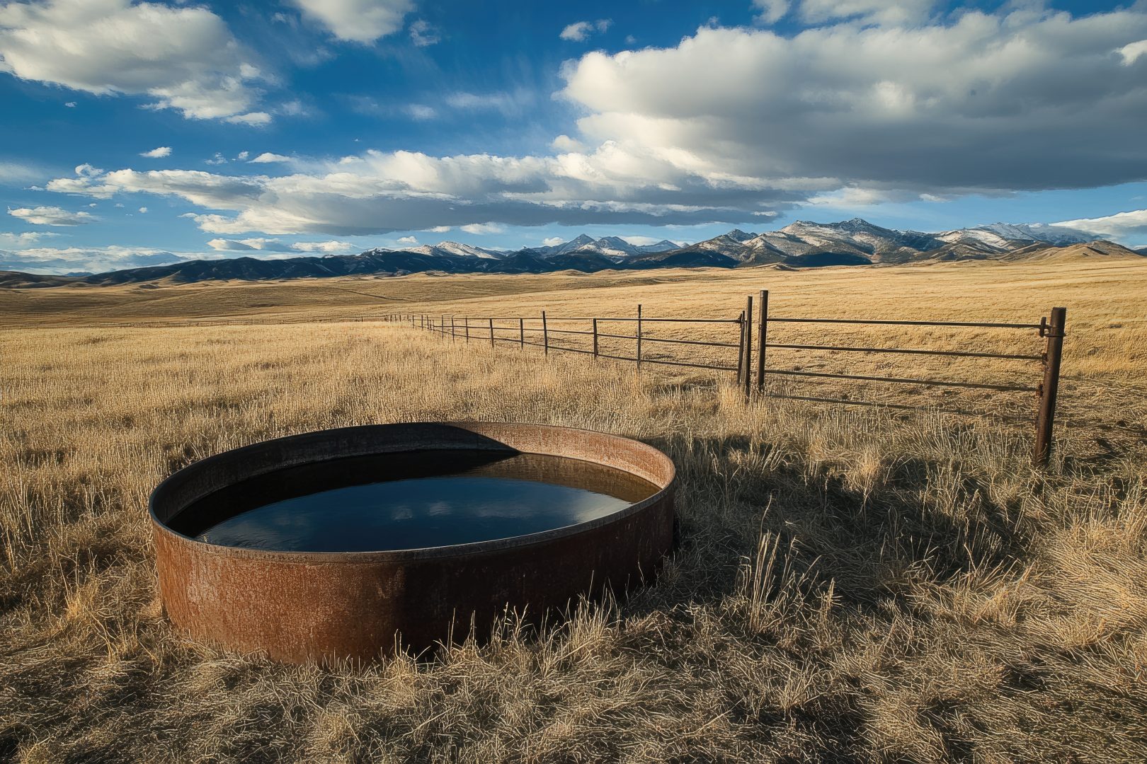 Cattle Water Tank at Colorado Foothills: Agriculture and Livestock in the Prairie